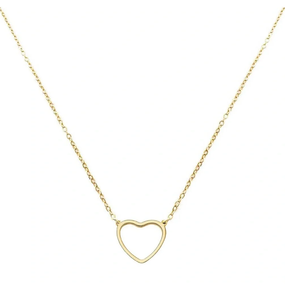 #12 Gold Plated Hollow Heart Necklace - Picture 2 of 3